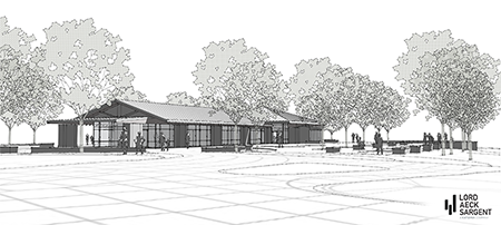 A 3D rendering shows the Dorthea Smith Oatts Visitor Center expansion project.